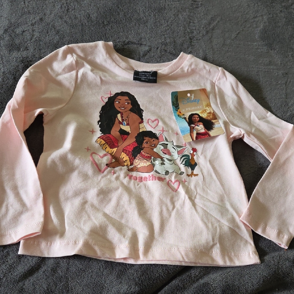 Disney Moana  Pink Long Sleeve Tee with Graphic Print
